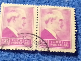 TÜRKİYE- 1942-     13.50KURUŞ  PRESİDENT İNÖNÜ DAMGALI - Used Stamps