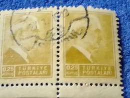 TÜRKİYE- 1942-     0.25KURUŞ  PRESİDENT İNÖNÜ DAMGALI - Oblitérés
