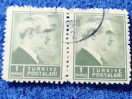 TÜRKİYE- 1942-     1KURUŞ  PRESİDENT İNÖNÜ DAMGALI - Used Stamps