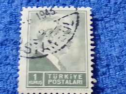 TÜRKİYE- 1942-     1KURUŞ  PRESİDENT İNÖNÜ DAMGALI - Oblitérés