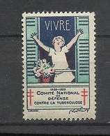 France  Vignette Antituberculeux 1928  "Vivre "  Neuf * * B/TB   Voir Scans Soldes ! ! ! - Antitubercolosi