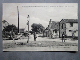 Cpa 77 Seine Et Marne VILLIERS SAINT GEORGES Prés Provins - Le Rond Point De La Gare - Café Des Chaises  Timbrée  1928 - Villiers Saint Georges