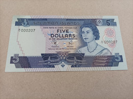 Billete De Las Islas Salomon De 5 Doláres, Serie Y Nº Bajisimo A000207, AUNC - Solomonen