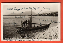 ZUI-12  Carte-Photo Attinger.  Lac De Neuchâtel. Barque De Pêcheur, ANIME. Avec Annotations. Circ. 1947 - Neuchâtel