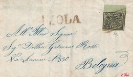 1710 - PONTIFICIO - Lettera Con Testo Da Imola A Bologna Del 30 Aprile 1856 Con 2 Baj Verde Giallastro - Papal States