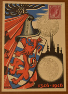 Luxembourg- Retour Des Cendres De Jean L'Aveugle - 1346-1946 - Carte Maximum - Blason - Tarjetas Conmemorativas