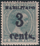 1899-646 CUBA USA OCCUPATION 1899 PUERTO PRINCIPE. 5ª ISSUE. 3c S. 2ml. SMALL NUMBER. FORGUERY. - Andere & Zonder Classificatie