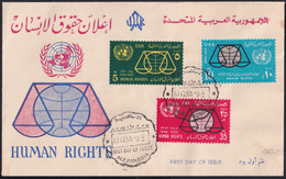 F-EX39081 EGYPT UAR RAU 1963 FDC HUMAN RIGHTS UNITED NATIONS COVER. - Cartas