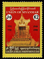 MYANMAR 1998 Mi 340 5Oth ANNIVERARY OF INDEPENDENCE MINT STAMP ** - Myanmar (Burma 1948-...)