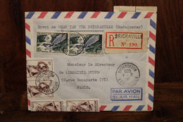 1955 Brickaville Madagascar France Cover Air Mail Recommandé Registered Reco R Bel Affranchissement Voir Dos - Covers & Documents