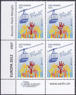 Europa Cept - 2012 - San Marino - Block Of 4 Set With Corner (Visit) ** MNH - 2012