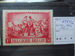 Belgique Belgie Variété / Varieteit 697 V2  Mnh Neuf ** ( Année / Jaar 1945 ) Boemerang - Autres & Non Classés
