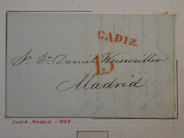 BM8 ESPANA  ANDALUCIA ALTA BELLE  LETTRE RR  ENV. 1820 CADIZ A MADRID   +AFFRANCH. PLAISANT++++ - ...-1850 Prefilatelia