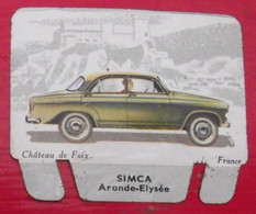 Plaque Simca Aronde. N° 12. Les Grandes Marques D'automobiles. Chocolat Cafés Martel Mota. Plaquette Métal Vers 1960 - Tin Signs (after1960)