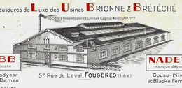 1956 ENTETE CHAUSSURES LUXE « CLUBB » Usines Brionne Et Brétéché Fougères Ille Et Vilaine=> Charpy Joigny (Yonne) SCANS - 1950 - ...