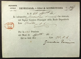 Imperiale E Reale Depositeria Ricevuta Da 30 Lire 1851 Pensioni Civili LOTTO 4336 - Autres & Non Classés