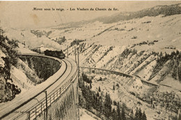 MOREZ SOUS LA NEIGE LES VIADUCS DU CHEMIN DE FER LOCOMOTIVE VAPEUR 1906 - Morez