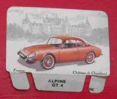 Plaque Alpine GT 4. N° 25. Les Grandes Marques D'automobiles. Chocolat Cafés Martel Mota. Plaquette Métal Vers 1960 - Tin Signs (after1960)