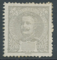 PORTUGAL 1895, König Carlos I, 2 1/2 R. Grau Ungebr. (Teilgummierung), Pra.-Stück, ABART: Fehlende Wertziffer "2 1/2", R - Nuevos