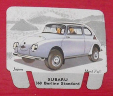 Plaque Subaru. N° 95. Les Grandes Marques D'automobiles. Chocolat Cafés Martel Mota. Plaquette Métal Vers 1960 - Blechschilder (ab 1960)