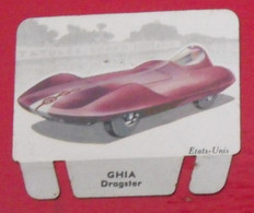 Plaque Ghia Dragster N° 92. Les Grandes Marques D'automobiles. Chocolat Cafés Martel Mota. Plaquette Métal Vers 1960 - Tin Signs (vanaf 1961)