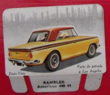 Plaque Rambler N° 90. Les Grandes Marques D'automobiles. Chocolat Cafés Martel Mota. Plaquette Métal Vers 1960 - Tin Signs (vanaf 1961)