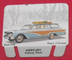 Plaque Mercury N° 83. Les Grandes Marques D'automobiles. Chocolat Cafés Martel Mota. Plaquette Métal Vers 1960 - Tin Signs (after1960)