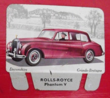 Plaque Rolls-Royce N° 74. Les Grandes Marques D'automobiles Chocolat Cafés Martel Mota. Plaquette Métal Vers 1960 - Blechschilder (ab 1960)