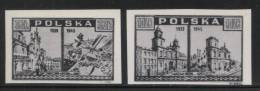 POLAND 1945 WARSAW DESTROYED IN WW2 BY NAZI GERMANY BLACK PRINTS NHM Architecture Churches World War II History Warszawa - Plaatfouten & Curiosa