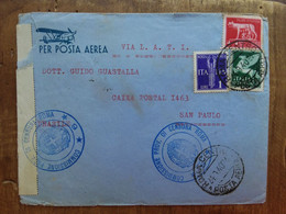 REGNO - Aerogramma Inviato In Brasile Via L.A.T.I. - Verificato Per Censura - Annulli Arrivo + Spese Postali - Airmail