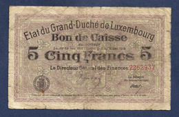 Luxembourg 5 Francs 1918 P29 Fine - Luxemburg