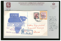 SUDAN - 1931 - FIRST AIR MAIL  ENGLAND-AFRICA   By IMPERIAL AIRWAYS  -  HALFA To LONDON - Sudan Del Sud