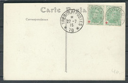 BELGIQUE 1915 Croix Rouge N° 129 Paire Obl. S/ CPA Illustrées Cathédrale St. Martin Avec Obl. Française Trésor & Postes - 1914-1915 Croix-Rouge