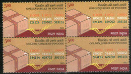 India 2022 Golden Jubilee Of Pin Code Block Of 4 MNH As Per Scan - Autres & Non Classés