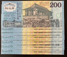 6 X Consequitive 200 Rupee, Independance Sri Lanka - Sri Lanka