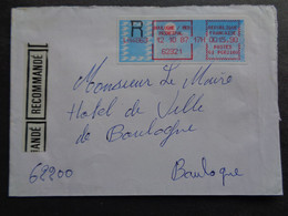 France Vignette Carrier Boulogne Sur Mer Principal 12-10-1987 G1 PC62160 R LR4863  Recommandé - Cartas & Documentos