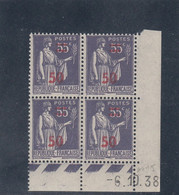 France - 06/10/1938 - Neuf** - N°YT 478** - Coin Daté - Timbres 1932/38 Surchargés - Type Paix - 1940-1949