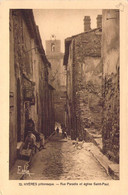 CPA France - Var - Hyères Pittoresque - Rue Paradis Et Eglise Saint Paul - F. Hue Editeur - Animée - Chat - Cloche - Hyeres