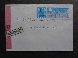 France Vignette Carrier Recommandé AR LR 1749 Boulogne Sur Mer Principal 05-04-1985 G1 PC62160 - Storia Postale