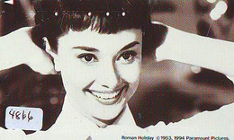 Télécarte Japon * CINEMA * FILM * AUDREY HEPBURN * ROMAN HOLIDAY  (4866) MOVIE * JAPAN Phonecard * Kino - Cine