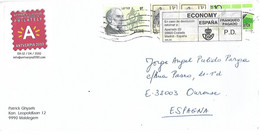 BELGIUM BELGIQUE COVER 2010 WITH SPAIN POSTAGE PAID LABEL  ECONOMY - Cartas & Documentos