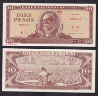 CUBA 10 PESOS 1968 SPECIMEN P104S FDS - Cuba