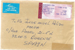 ISRAEL 2013 METER ASHQELON  TO SPAIN - Storia Postale