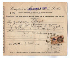 VP21.546 - LA LOUPE X LE MANS 1934 - Reçu De La Banque Régionale De L'Ouest - Mr BIGOT à SAINT GERMAIN DE LA COUDRE - Bank & Insurance