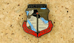 Réduction Insigne USA VICTORY Desert Storm 1° Guerre Du Golfe Métal Cloisonné Peint - Armée De Terre