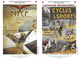 SOVEREIGN MILITARY ORDER OF MALTA, SMOM, 2020, MNH, CYCLING, MOUNTAIN CLIMBING, AVIATION ,ADVERTISING POSTERS,2 S/SHEETS - Tranvie