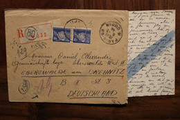 Allemagne France 1944 Eberswalde LAGER Censure Ae Enveloppe Cover Reich STO Petain Recommandé Registered - Guerre De 1939-45