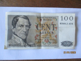 CENT FRANCS BANQUE NATIONALE DE BELGIQUE 9.10.57 8348.Z.434 NATIONALE BANK VAN BELGIE HONDERD FRANK BON ETAT - 100 Francs