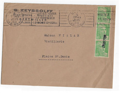 BARR Bas Rhin Lettre Entête Vin ZEYSSOLFF 5F Gandon Vert Yv 809 Ob Meca RBV Visitez Hohwald St Odile ET Griffe SELESTAT - Covers & Documents