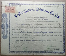 INDIA 1949 INDIAN NATIONAL PETROLEUM CO. LTD.,.....SHARE CERTIFICATE - Aardolie